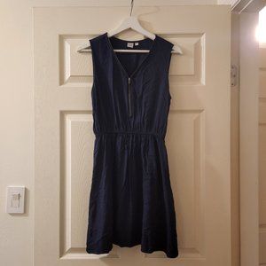 Navy Blue Sleeveless A-line Dress